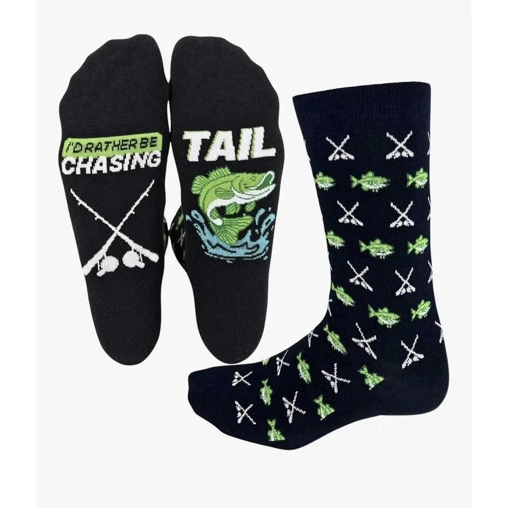 I'd Rather Be Chasing Tail Mens Navy I'd Rather Be Chasing Socks Fish OS